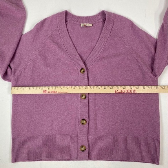 Faherty Womens Cardigan Sweater Size L Purple Knit V Neck Organic Cotton Blend‎ - Picture 3 of 7